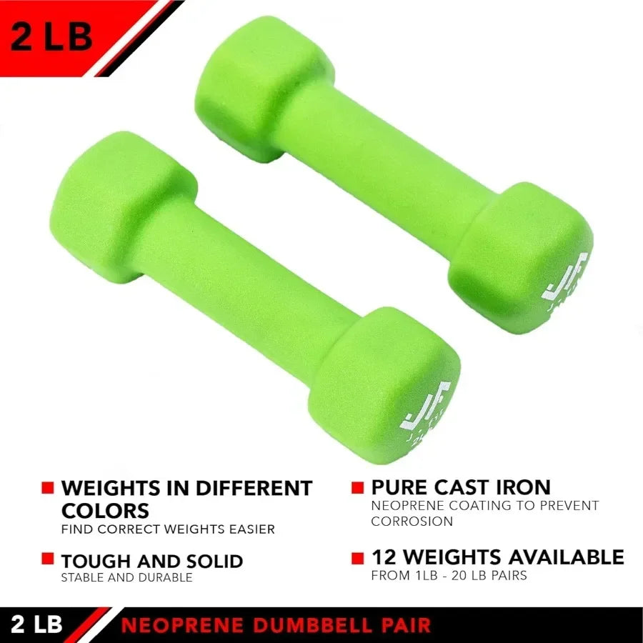 Neoprene Dumbbell Set, Vinyl Coated Hand Weights for Home Gym, Strength Training, Fitness, Aerobics