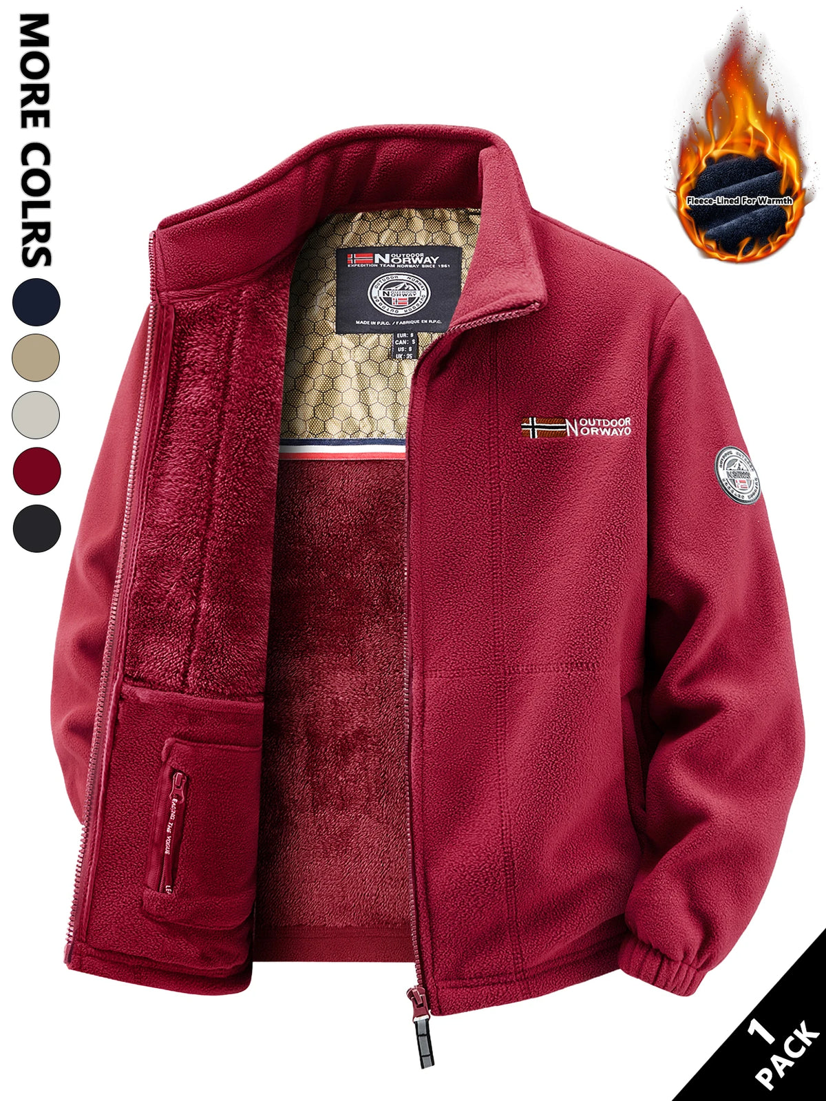 Men's Fleece Jacket, Soft and Skin-Friendly, Heat-Retaining and Wind-Resistant, Suitable for Daily Commuting, Home Leisure