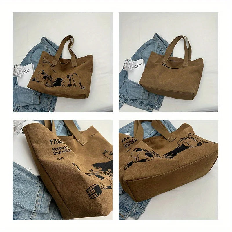 Women's Canvas Tote Bag Fashionable Spacious Durable Shoulder Bag with Zipper Closure and Classic Design Perfect for Work