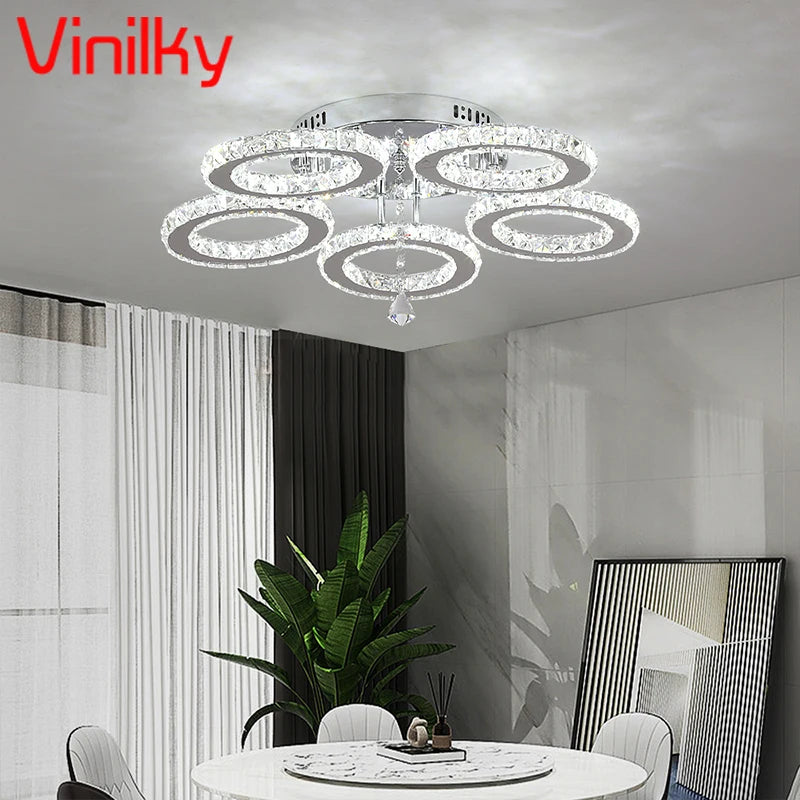 Modern Crystal Ceiling Chandelier Lamp for Living Room Pendant Light Home Art Decora Lustre Ceiling Luminaire For Dining Bedroom