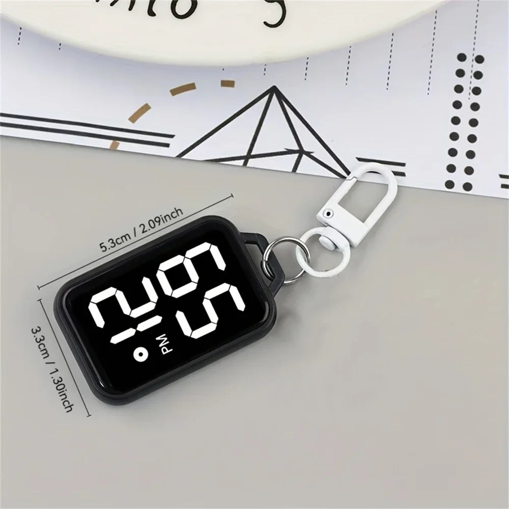 1/4pcs LED Keychain Pocket Watch Digital Display Electronic Watch for Youngster Student Backpacks Keys Pendant Timepiece Present
