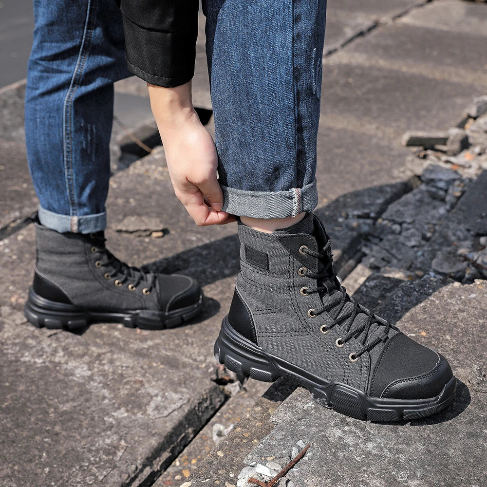 Safety Shoes Steel Toe Boots for Men Comfortable Soft Work Sneakers Anti-Puncture Anti-smash Work Shoes Protective Boots