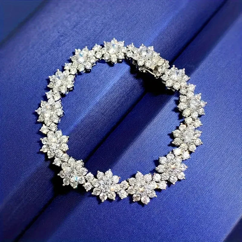 S925 Moissanite Bracelet, Fashion Party Engagement Wedding Anniversary Gift Wedding Anniversary Certificate, Mother's Day Gift