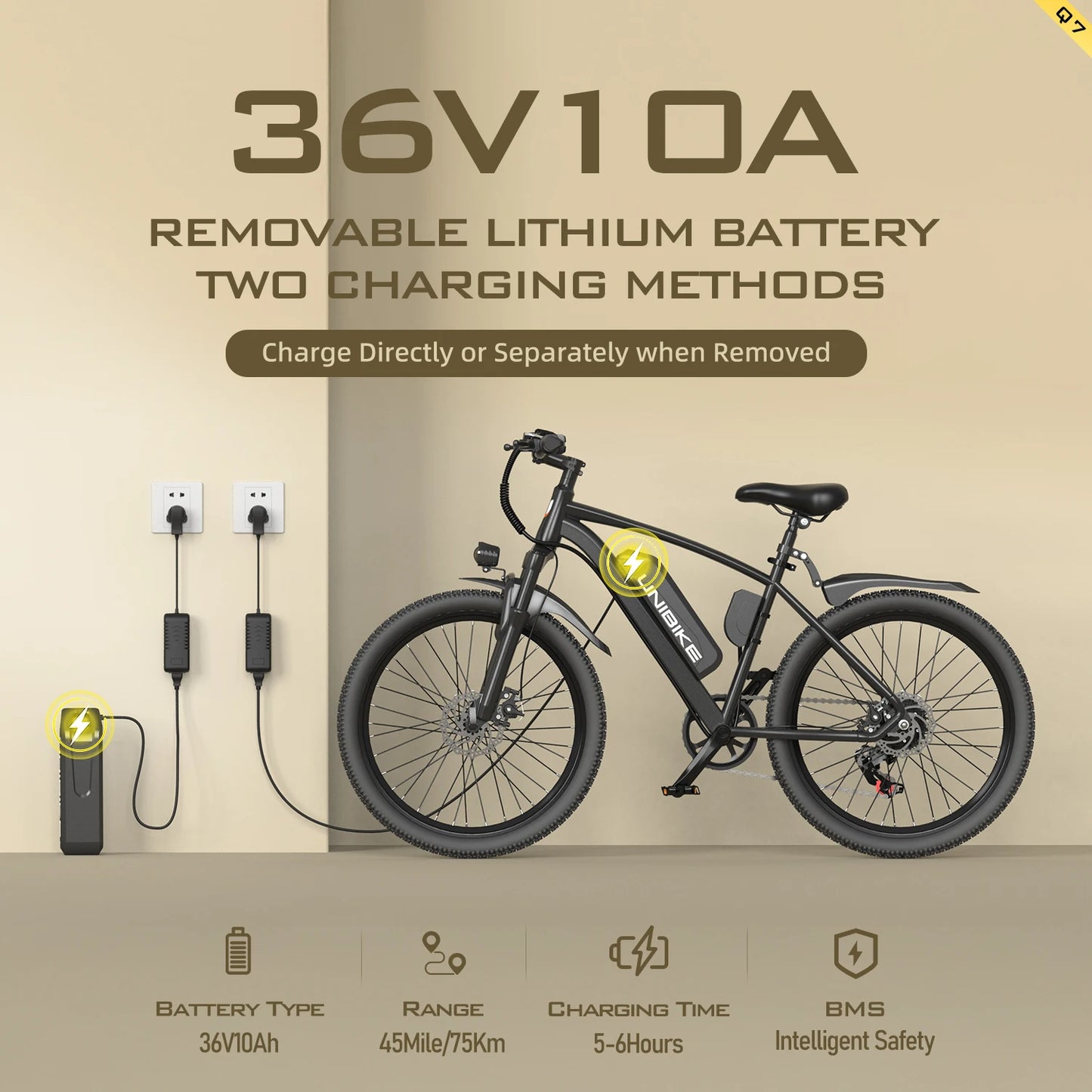 26" Electric Motorcycles E Bike For Adults, 650W Peak Motor Ebike 20Mph 30Miles 36V 10AH Adults Electric Mountain Bicycle