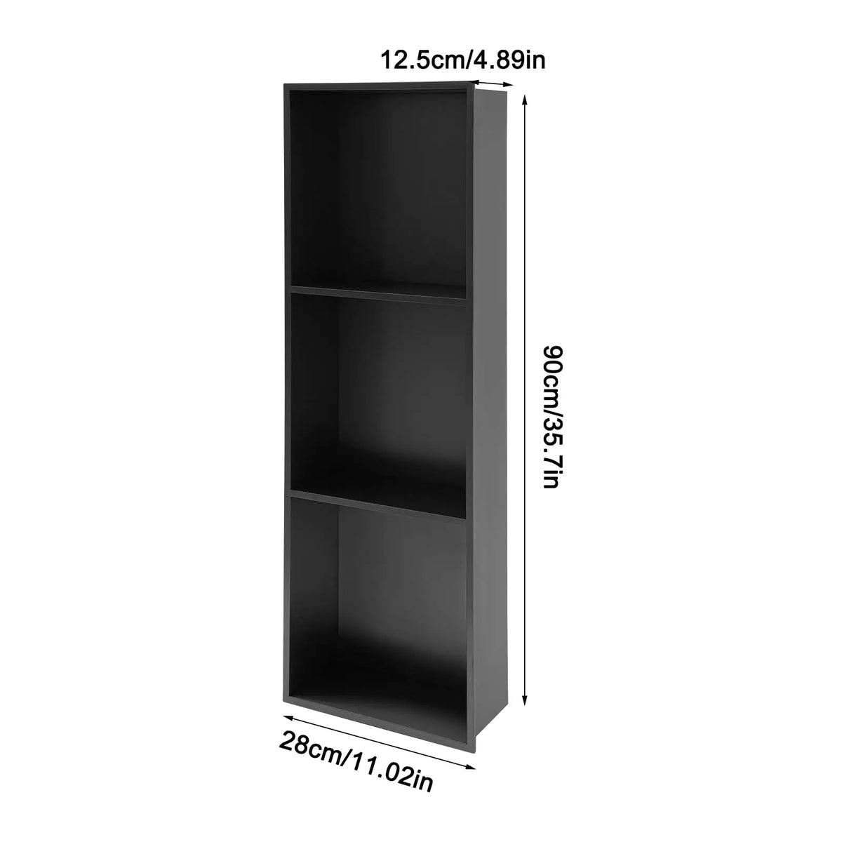 Stainless Steel Shower Niche 11" X 35" with 3 Shelves, Recessed Wall Niche Organizer for Bathroom, Kitchen, Balcony (Black)