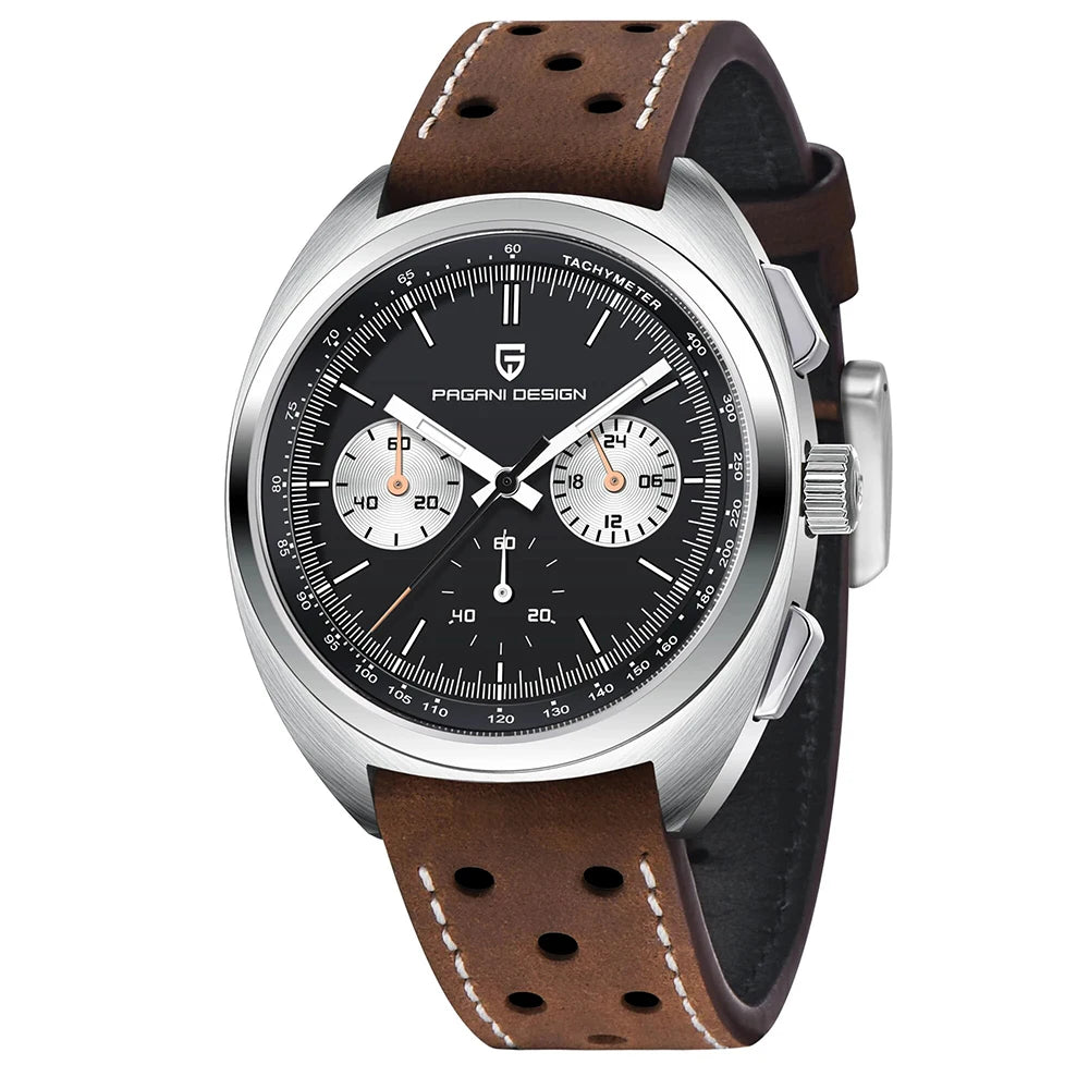 PAGANI DESIGN 2026 Retro Luxury Men's Watches Sports Chronograph VK63 Quartz Watch For Men AR Sapphire Waterproof Leather Clock