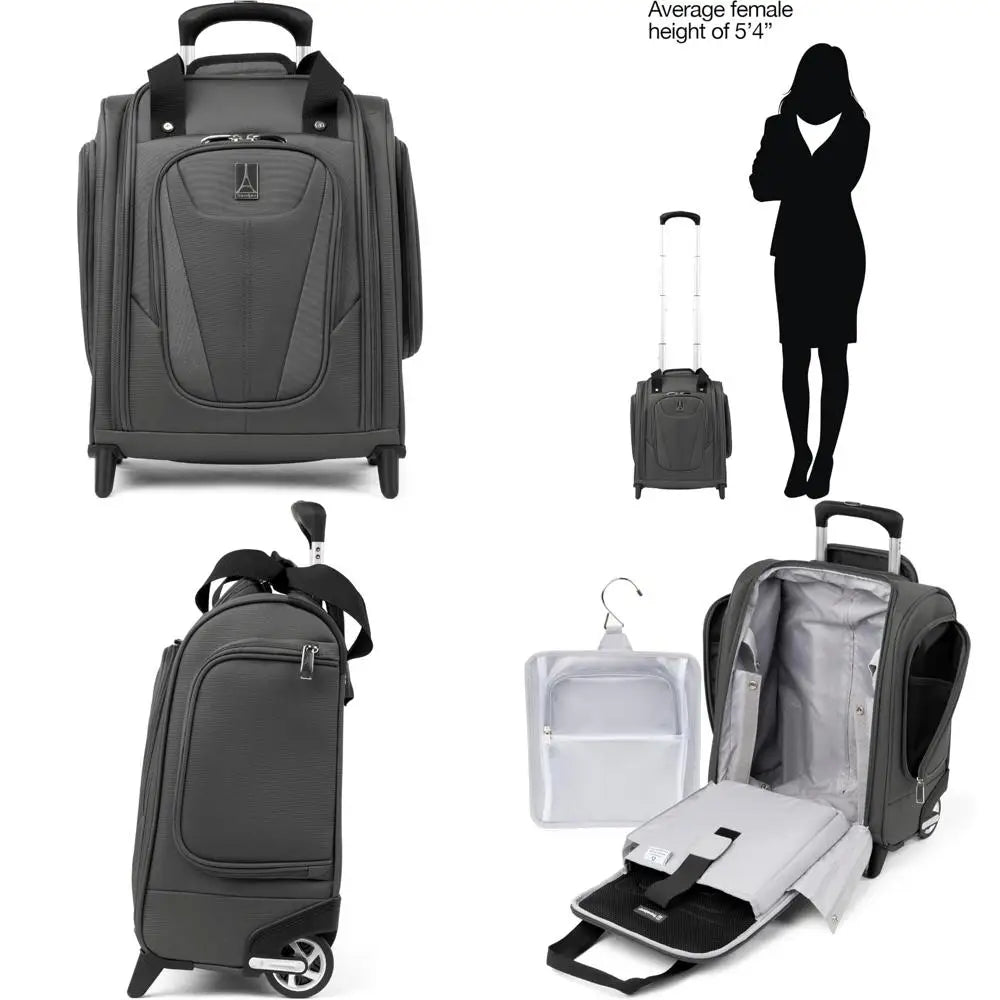 Compact Lightweight Rolling Underseat Carry-On Bag, Softside Travel Luggage for Men and Women, Shadow Grey, 2 Wheels