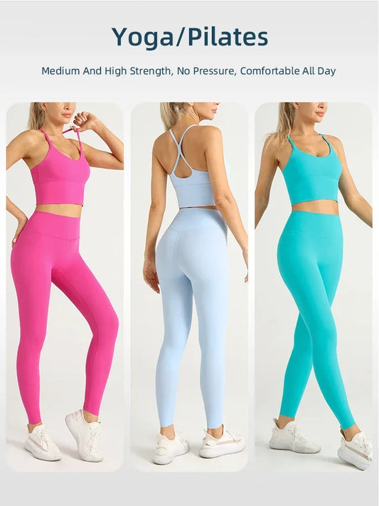 2 Piece Yoga Clothes Women's Tracksuit Athletic Wear Pilates Fitness Suit Gym Workout Push Up Clothes Sports Bra Leggings Suit