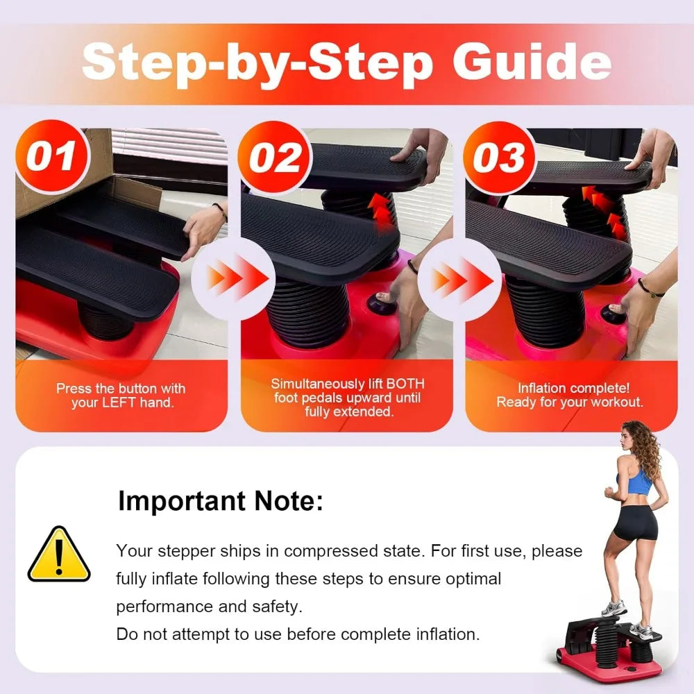 Portable Home Stair Climber - Compact Adjustable Stepper for Cardio Fitness Workouts with LCD Display
