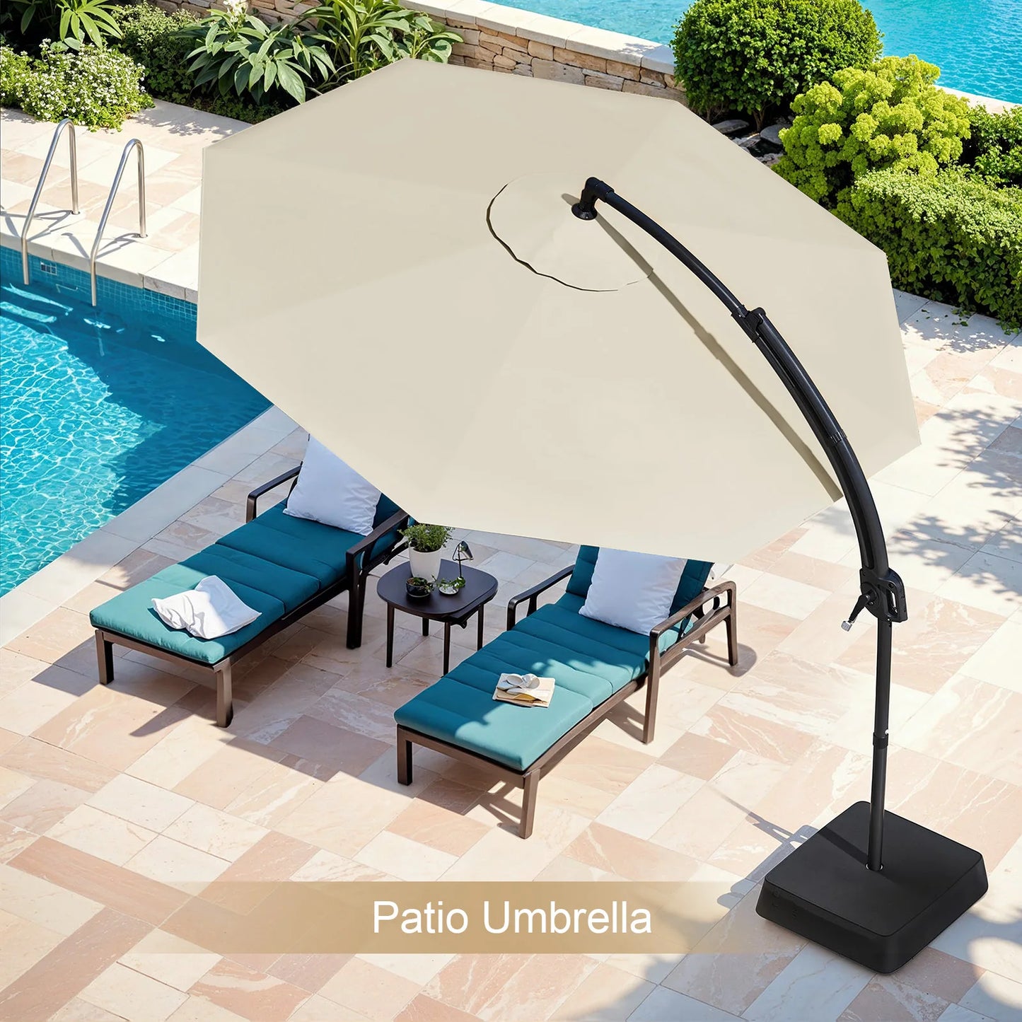 Outdoor Patio Umbrella with Base Includeds, 10 FT Patio Umbrella with Stands Wind and Weather, 240G/M2, UPF50+
