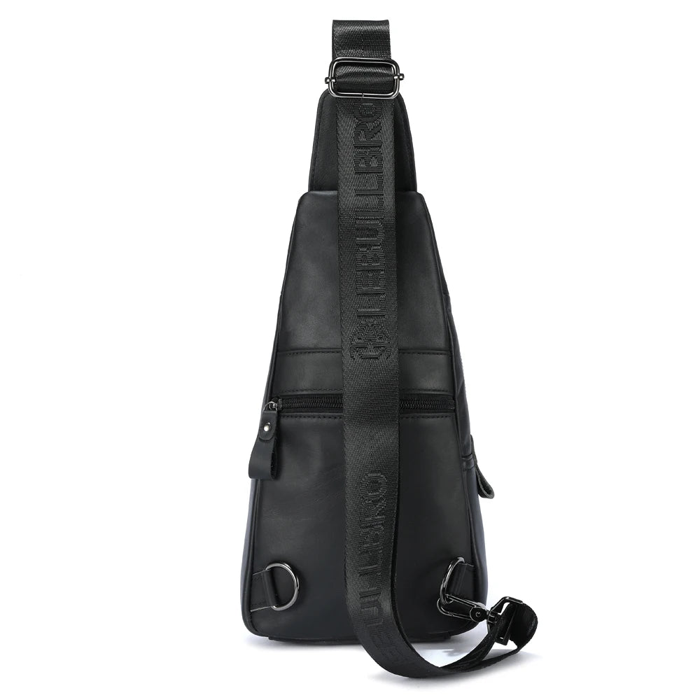 LEBULLBRO Sling Bag for Men Genuine Leather Chest Bag Crossbody Backpack Travel Hiking Outdoor Sports