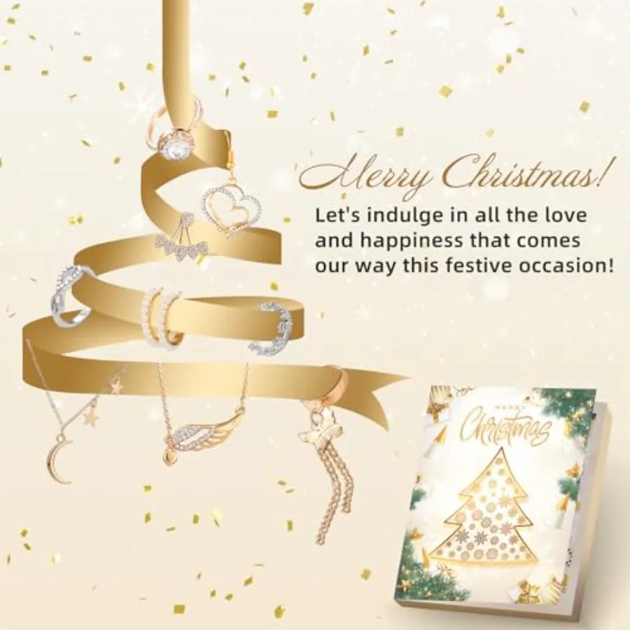 Jewelry Advent Calendar 2025 for Women Christmas Countdown 24 Days Holiday Surprises Gifts Fashion Bracelet Necklace Ring Earri