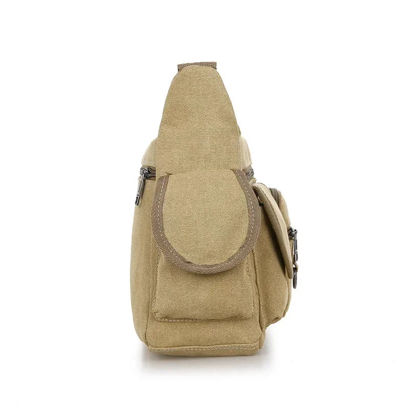 Men Canvas Shoulder Bag Travel Handbags Multifunction Messenger Bags Solid Zipper Top-handle Pack Casual Crossbody Bags Designer