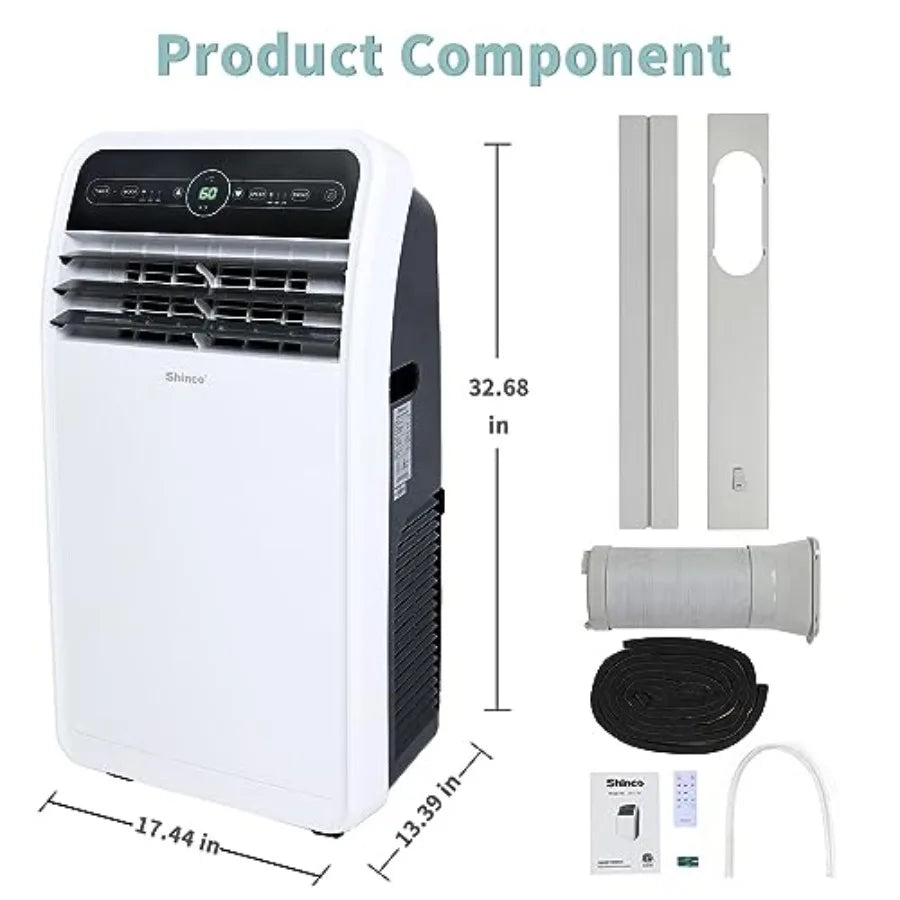 10000 BTU Portable Air Conditioner with Builtin Cooling Dehumidifying and Fan Modes for Rooms up to 300 sq.ft Remote Control Wi