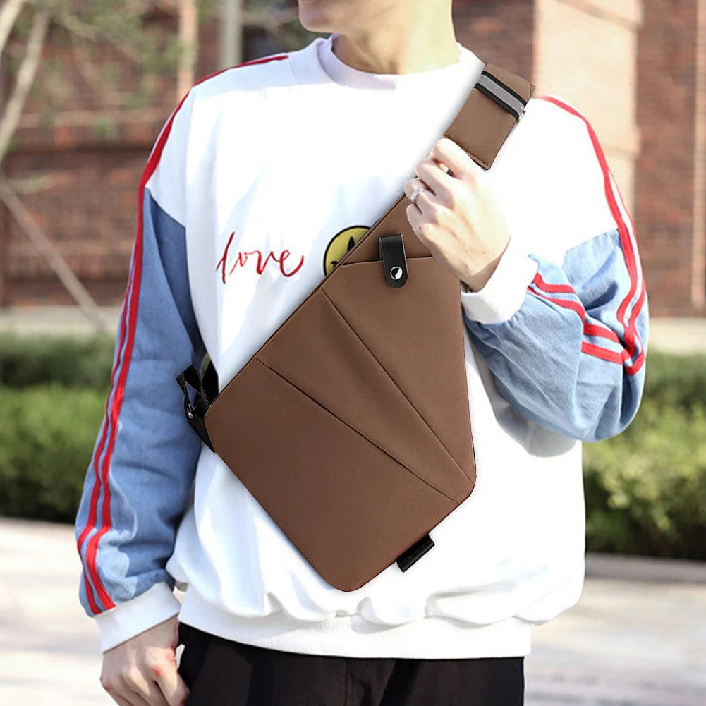 Mens Fashion Chest Bag Travel Crossbody Bag Large Capacity Simple Sling Bag Anti Theft Bag Adjustable Strap Waist Pack
