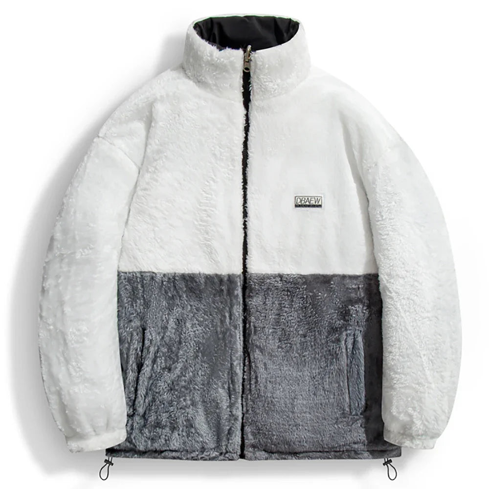 High-quality lambskin fleece men's casual double-sided loose and versatile cotton-padded jacket, men's cotton-padded clothing