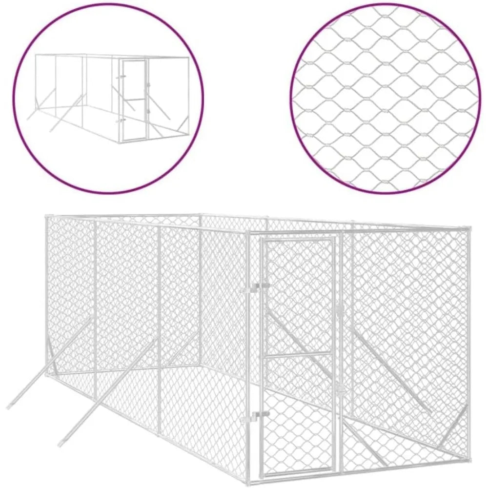 Very /Outdoor Dog Kennel Cage Galvanized Steel Pet House For Dogs Kennels Fence Playpen Enclosure, Outside Run For Yard