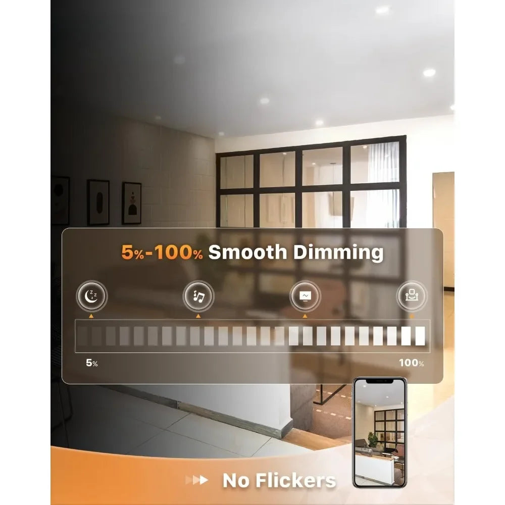 24-Pack 6" Ultra-Slim LED Recessed Ceiling Light with Junction Box, 3000K Warm White Light, 12W 110W Eqv, Dimmable