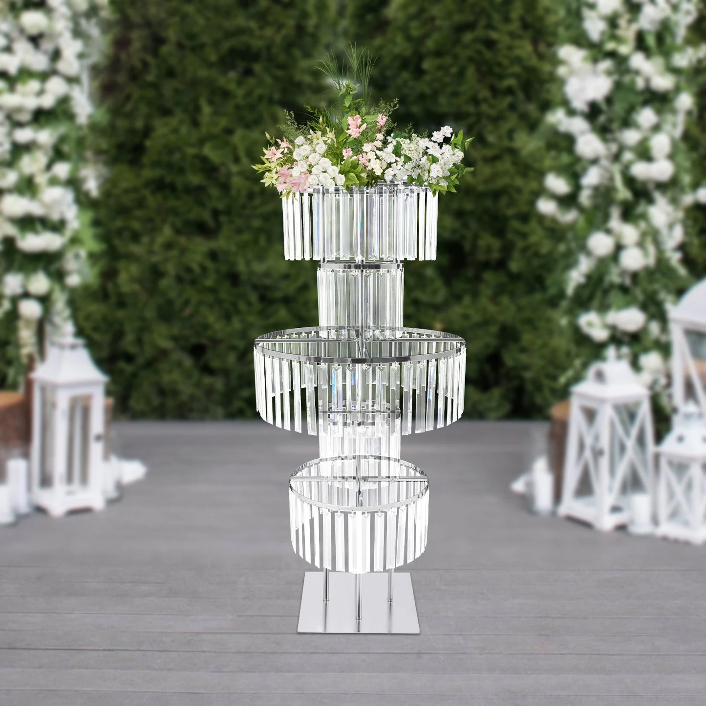 5 Tiers Flower Stand, 43.3in Height Round Flower Stand with Firm Base for Wedding Reception Birthday Party Events Home Decor