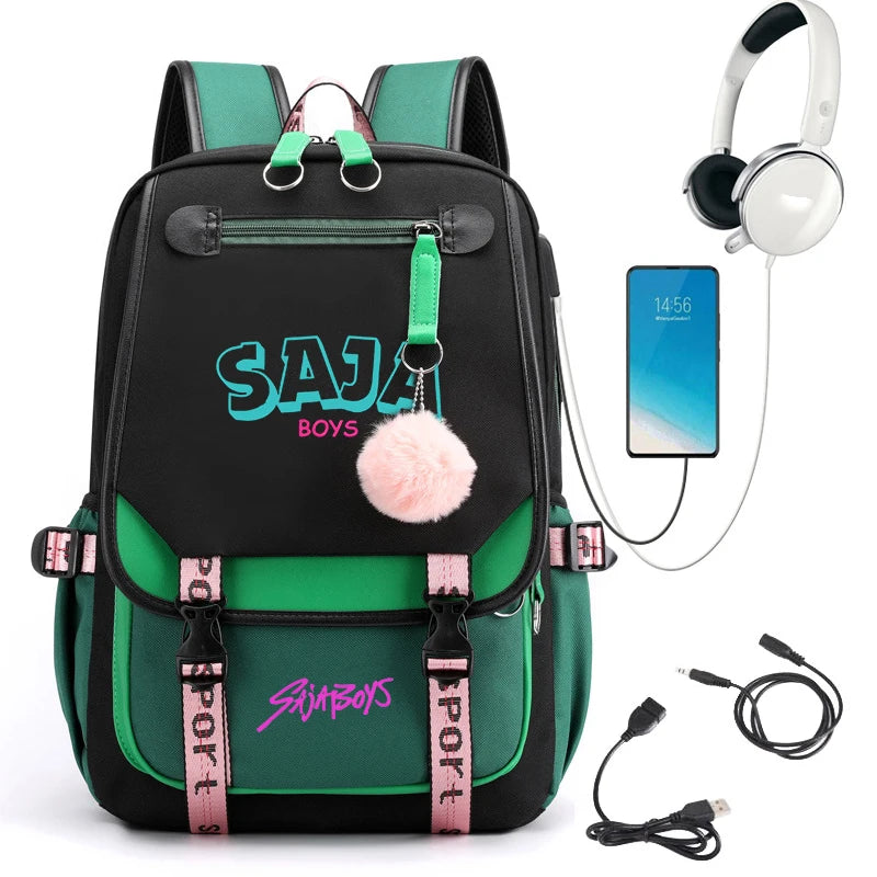 2025 New Back To School Backpack for Girls Boys Teenager KPop Demon Hunters Fashion Usb School Bags Travel Backpacks Mochila