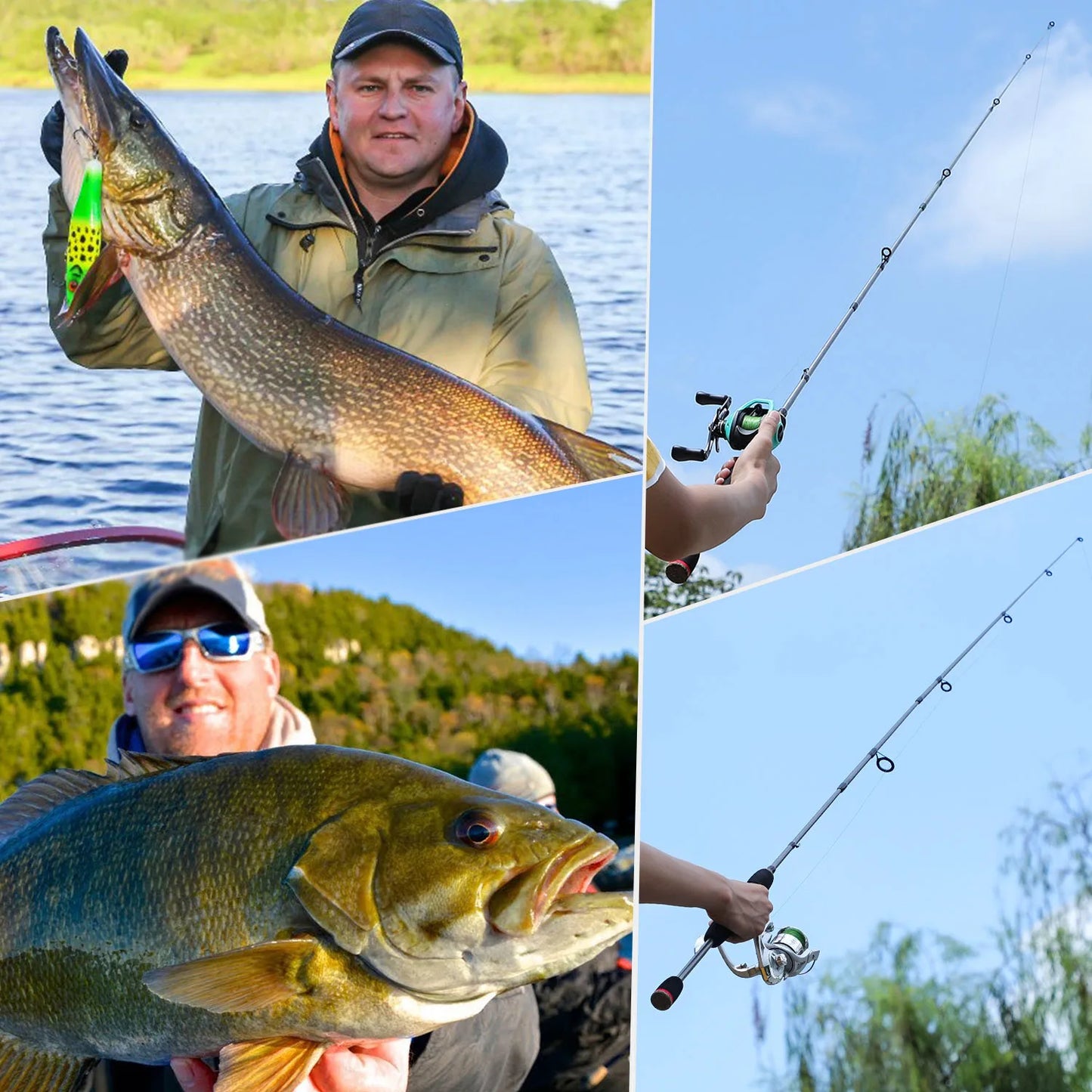 Sougayilang 5 Section Spinning Casting Fishing Rods Ultralight Weight Glass Fiber for Travel Freshwater Saltwater Fishing Pesca