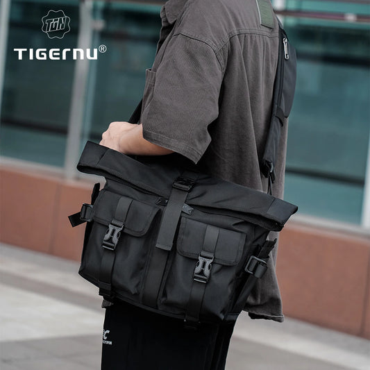 Tigernu Fashion Messenger Bags Male Shoulder Bags 13.3inch Laptop Bag Outdoor Crossbody Bags For Men Cycling Bags Boys Messenger