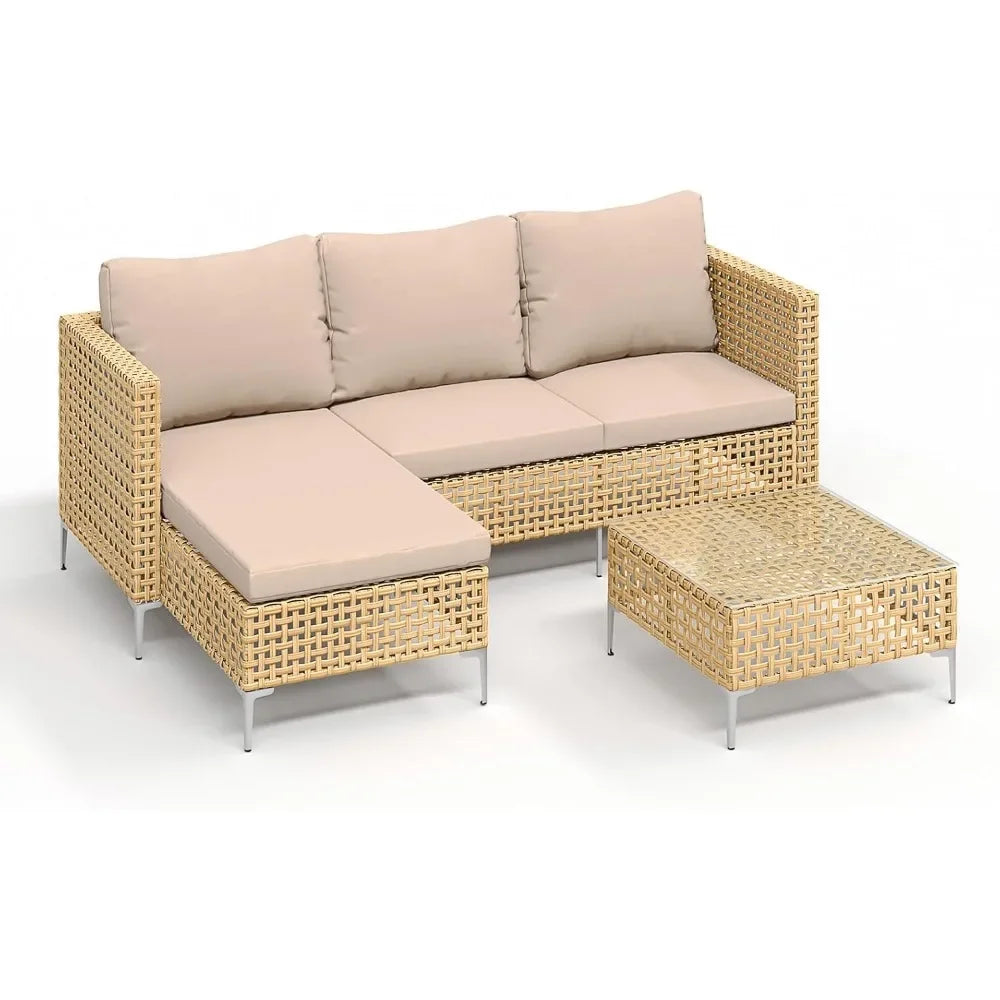 7-Piece Outdoor Conversation Set Rattan Sofa Patio Furniture with Wicker And Cushions for Garden Backyard