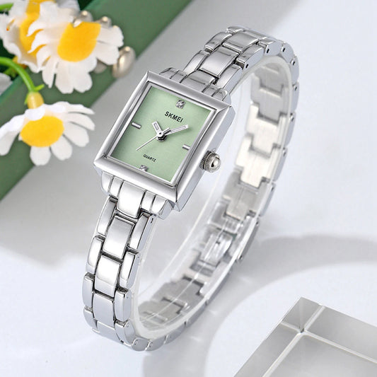 Women Stainless Steel Wristwatch Rhinestone Fashionable Rectangular Water Proof 30m Lady Watch for Daily Use