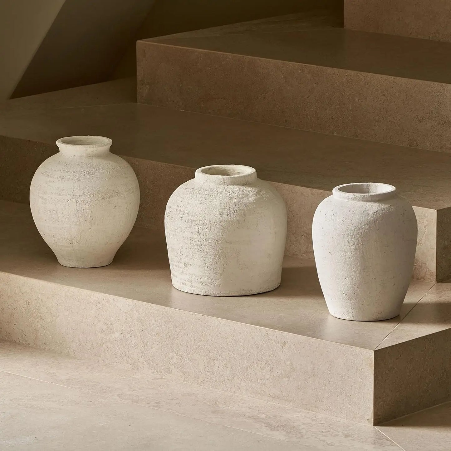 Large White Ceramic Vase, 11" Tall Zen Style Rustic vase, Terra Cotta Pitcher Vase, Distressed Farmhouse Decor, Pottery Deco