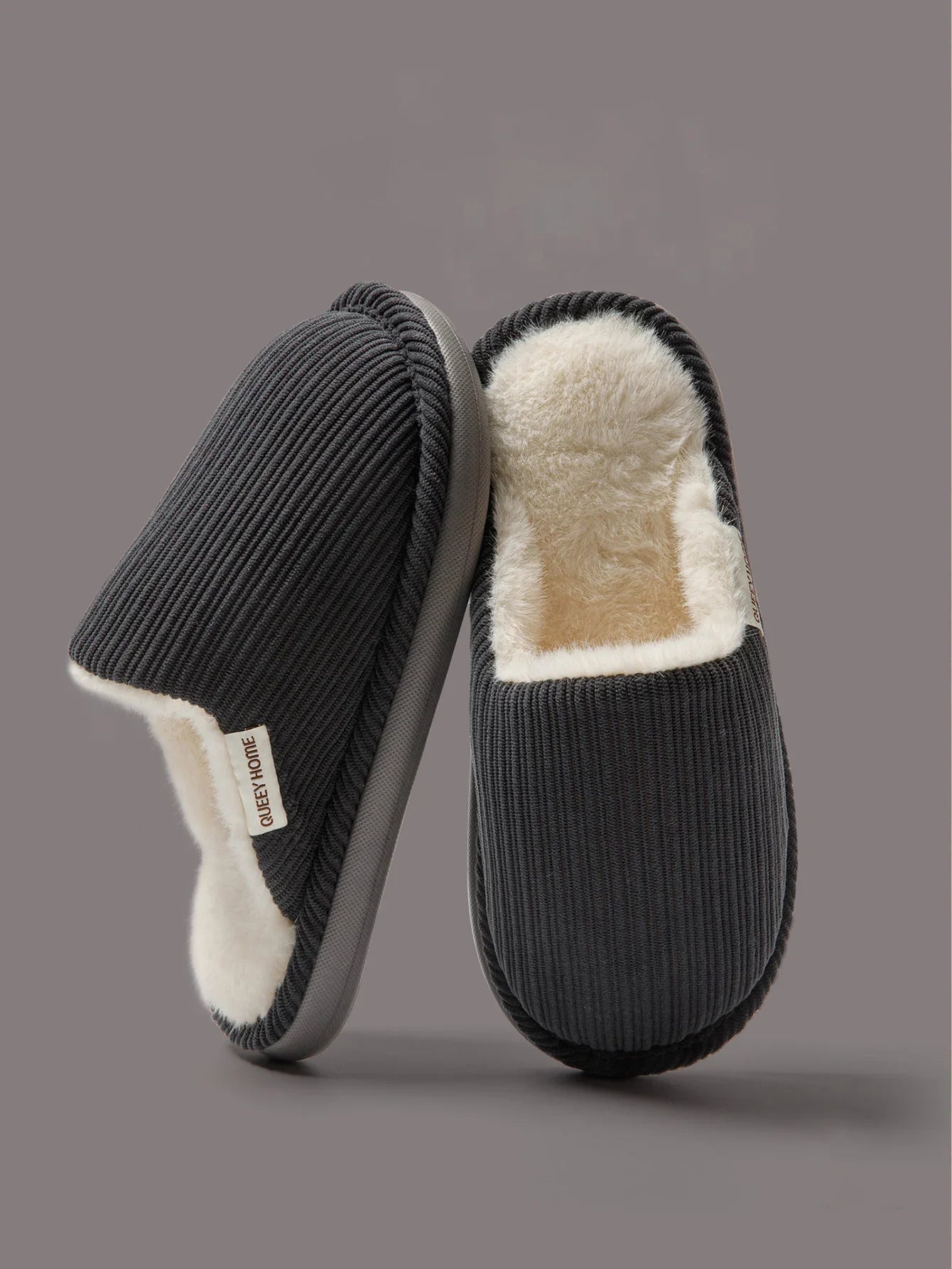 Men's home slippers winter new couple cotton slippers men's winter indoor home stomping sensation thick bottom anti slip toe cov