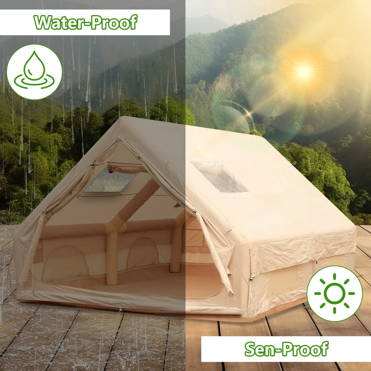 Inflatable Tent with Skylight Air Glamping Tents Easy Setup Inflatable Camping Tent with Pump for Camping