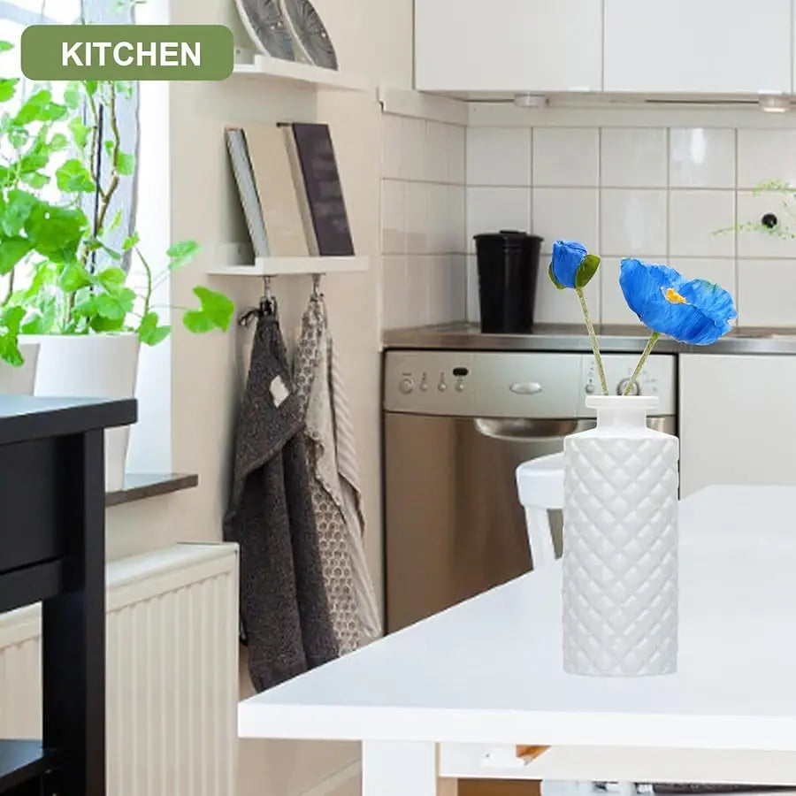 Glass Bud Vase Set in Bulk, 9pcs Mini Vintage Flower Vases for Wedding,White Relief Vase for Centerpieces,Home Table Flower Deco