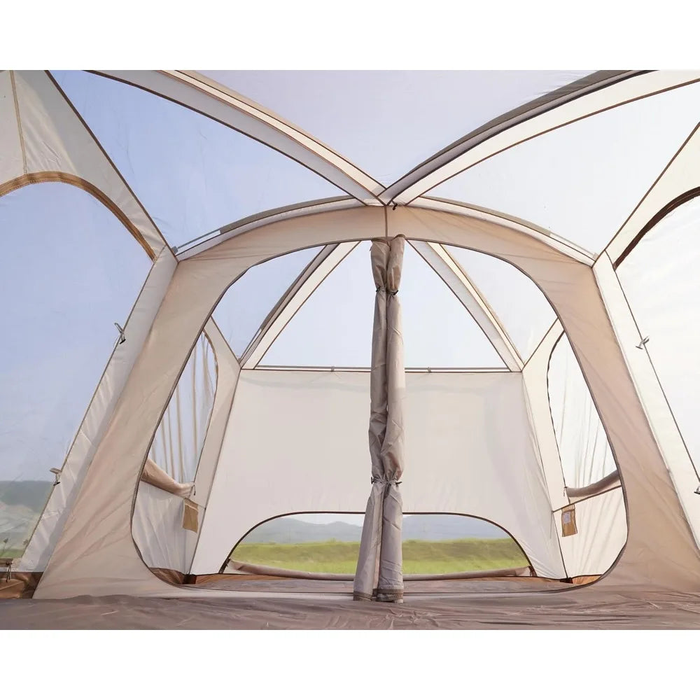 Family Cabin Tent for 8-10 People: 3-Door, 2-Room, Large Waterproof Portable Glamping Tent