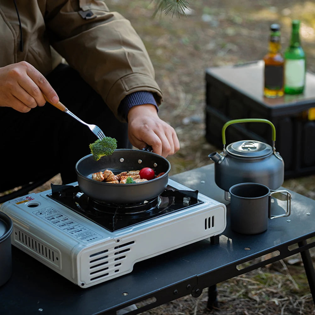 3PCS Camping Cookware Set Pot Pan Kettle Set Portable Cooker Set 2-3 Person with Mesh Bag for Camping Backpacking Outdoor Picnic