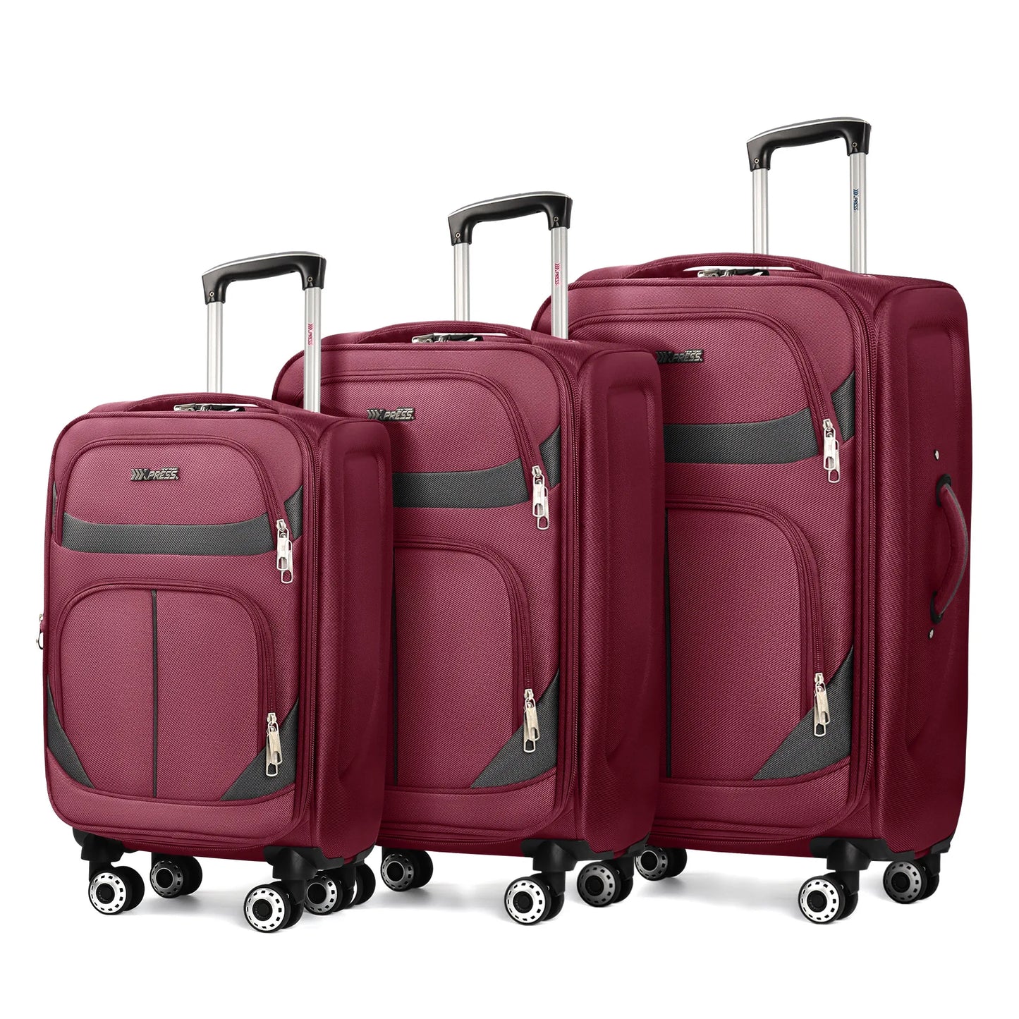 Softside Luggage Expandable 3 Piece Set Suitcase Upright Spinner Softshell Lightweight Luggage Travel Set 20inch 24inch 28inch