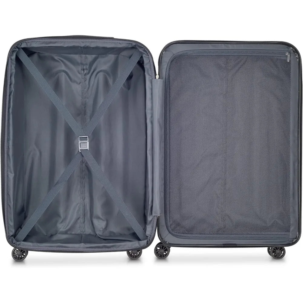 Medium 24 Inch Expandable Hardside Spinner Luggage with Aero Design in Black, Ideal for Travel and Checked Luggage