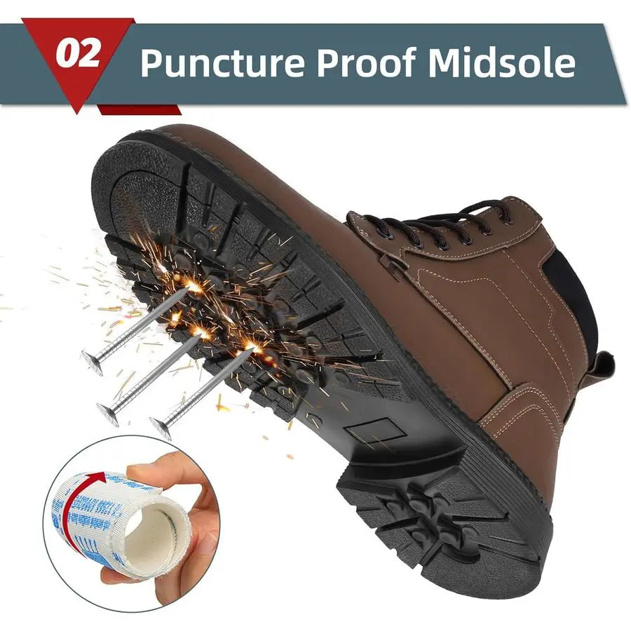 Steel Toe Boots for Women Comfortable Waterproof Construction Work Boots for Women Slip Resistant Lightweight Safety Shoes Botas
