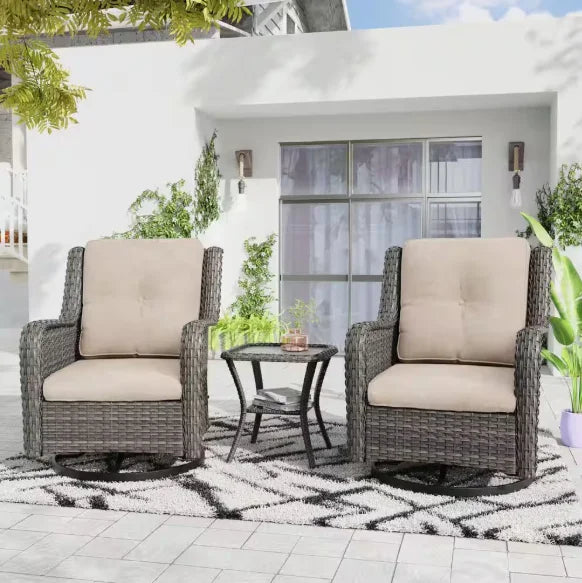 Wicker Patio Conversation Set with Cushions,Modern and chic bistro table set integrate with outdoor/indoor living space
