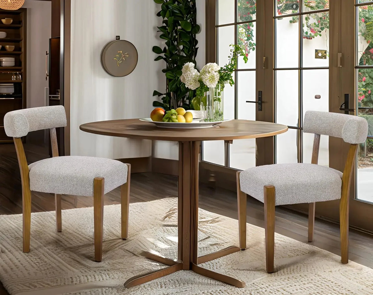 Wooden Dining Chairs Set of2 Upholstered Kitchen&Dining Room Linen Fabric Chairs Mid Century Modern Dining Woven Chairs Low Back