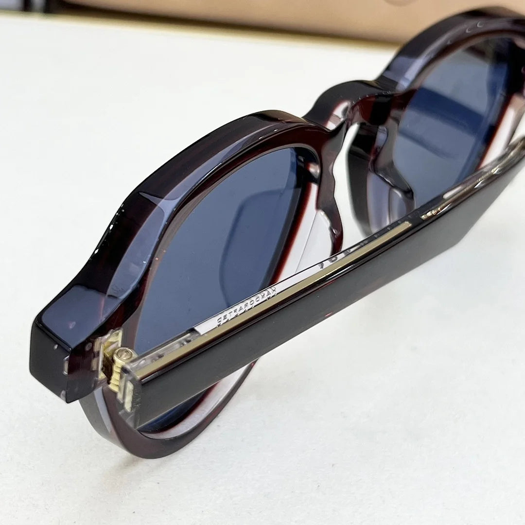 HATFIELD Oval Acetate Sunglasses Vintage Retro UV400 Eyewear for Men and Women Fashion Outdoor Shades