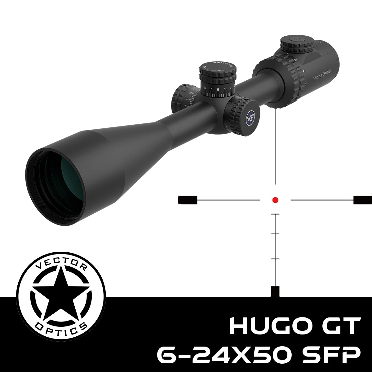 Vector Optics Hugo 6-24x50GT SFP Riflescope | BDC Reticle | 1/4 MOA Turret Lock Adjustment | Varmint Hunting | 1 Inch Tube
