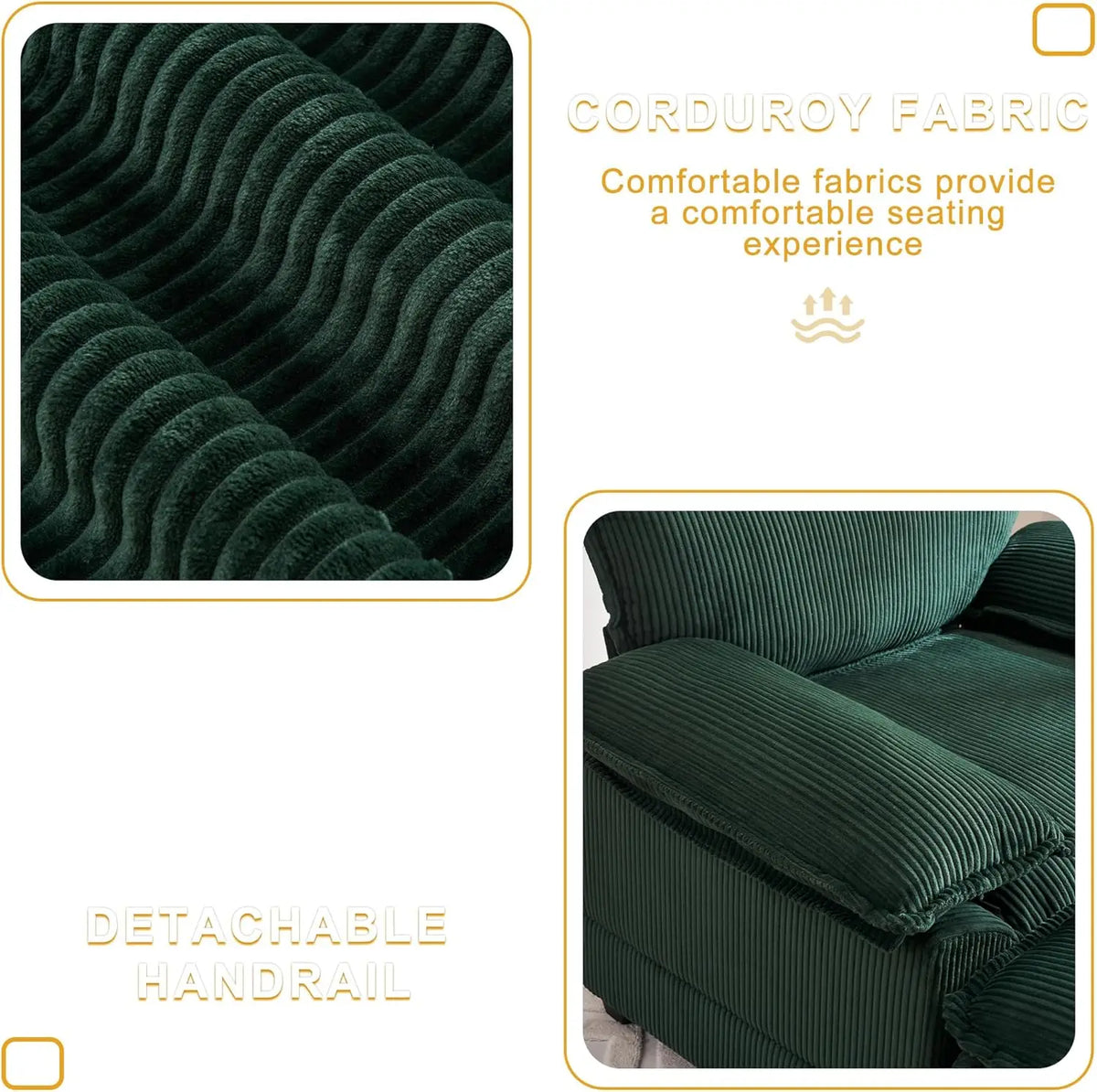 46.9' Oversized Corduroy Chaise Lounge Chair with Ottoman, Comfy Indoor Reading Chair for Living Room Bedroom (Green)