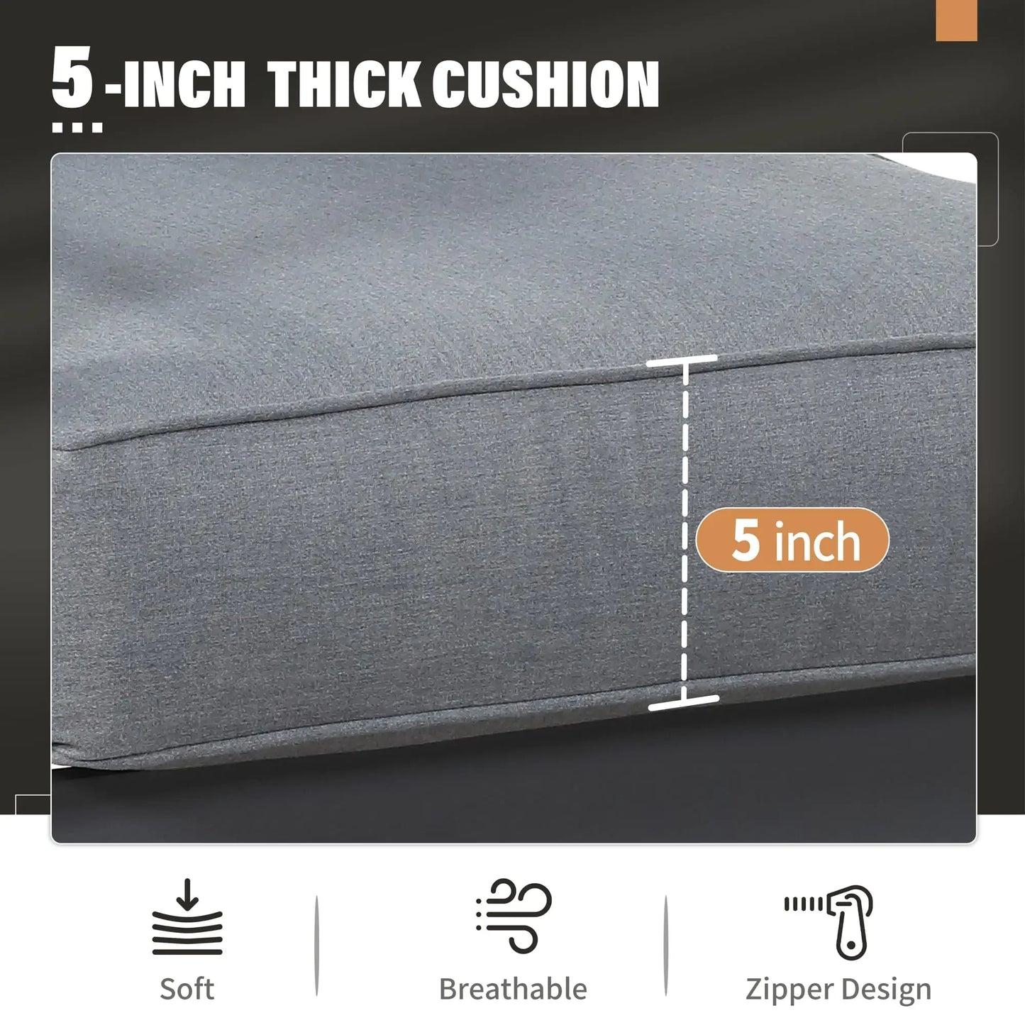 Outdoor patio sofa, three-seater metal frame with cushions, outdoor furniture