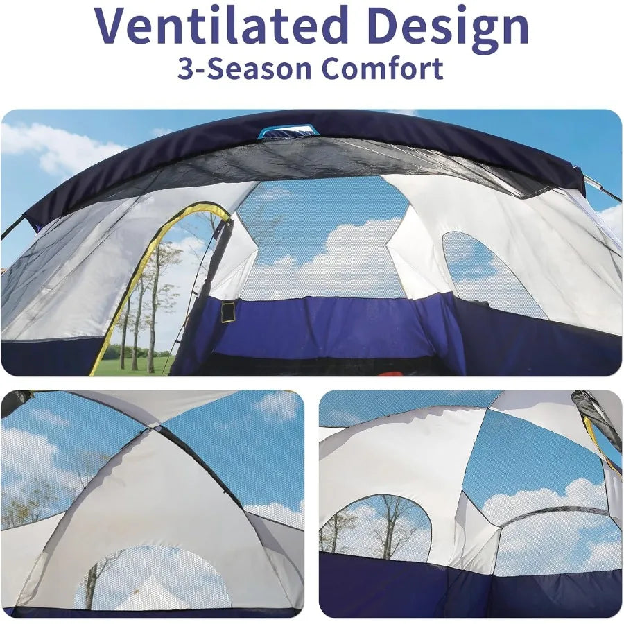 10 12 Person Camping Tent Waterproof Windproof Tent with Rainfly Easy Set up for Outdoor Family Camping Party