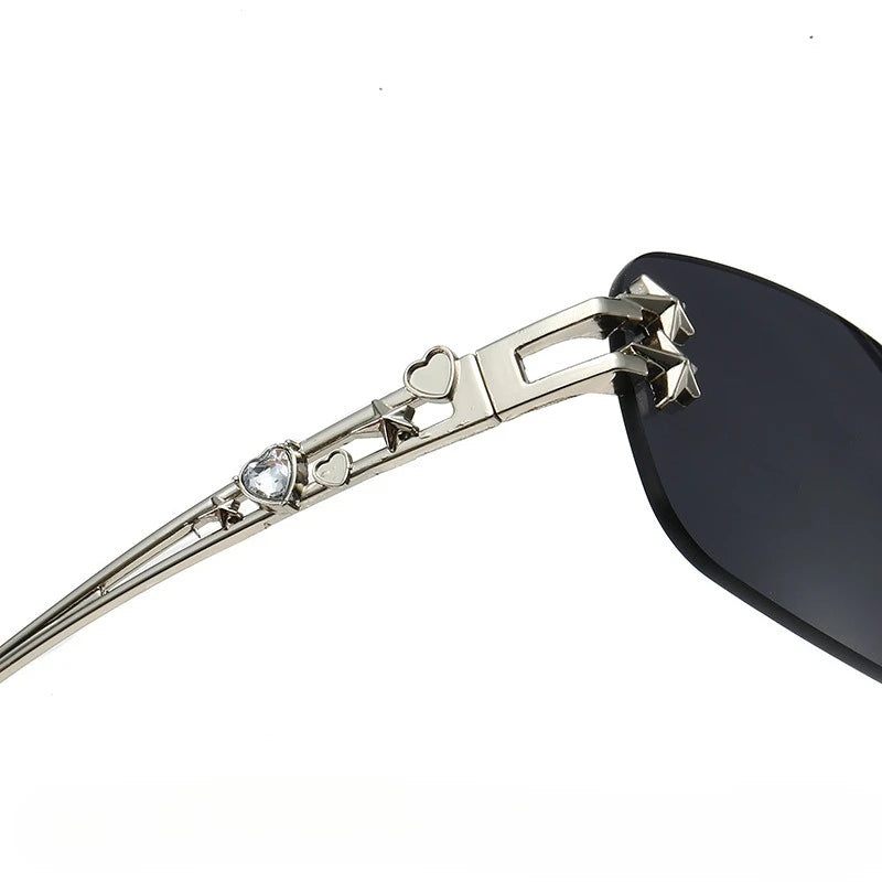 Y2K New Fashion Rimless Square Sunglasses Women Luxury Brand Designer Sun Glasses Punk Popular Hip Hop Rivet Star Shades UV400