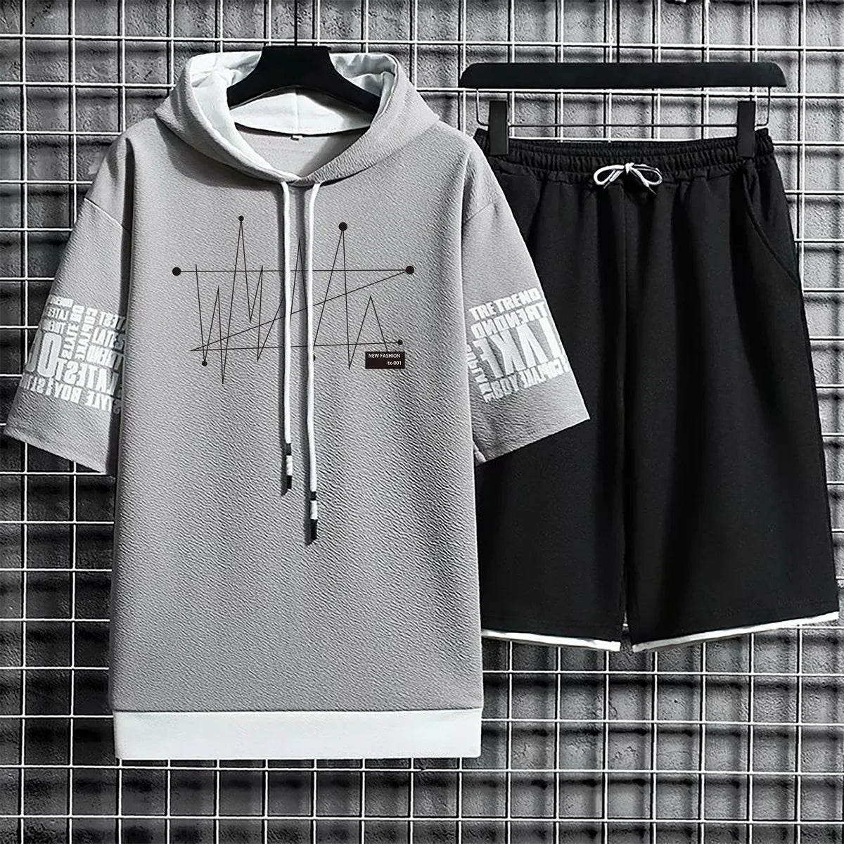 Clothing for Men Summer Suits Casual New T Shirt Hoodies Set Shorts Pullover Hat T-shirt Hood Print Hoodie Men Top Short Sleeve