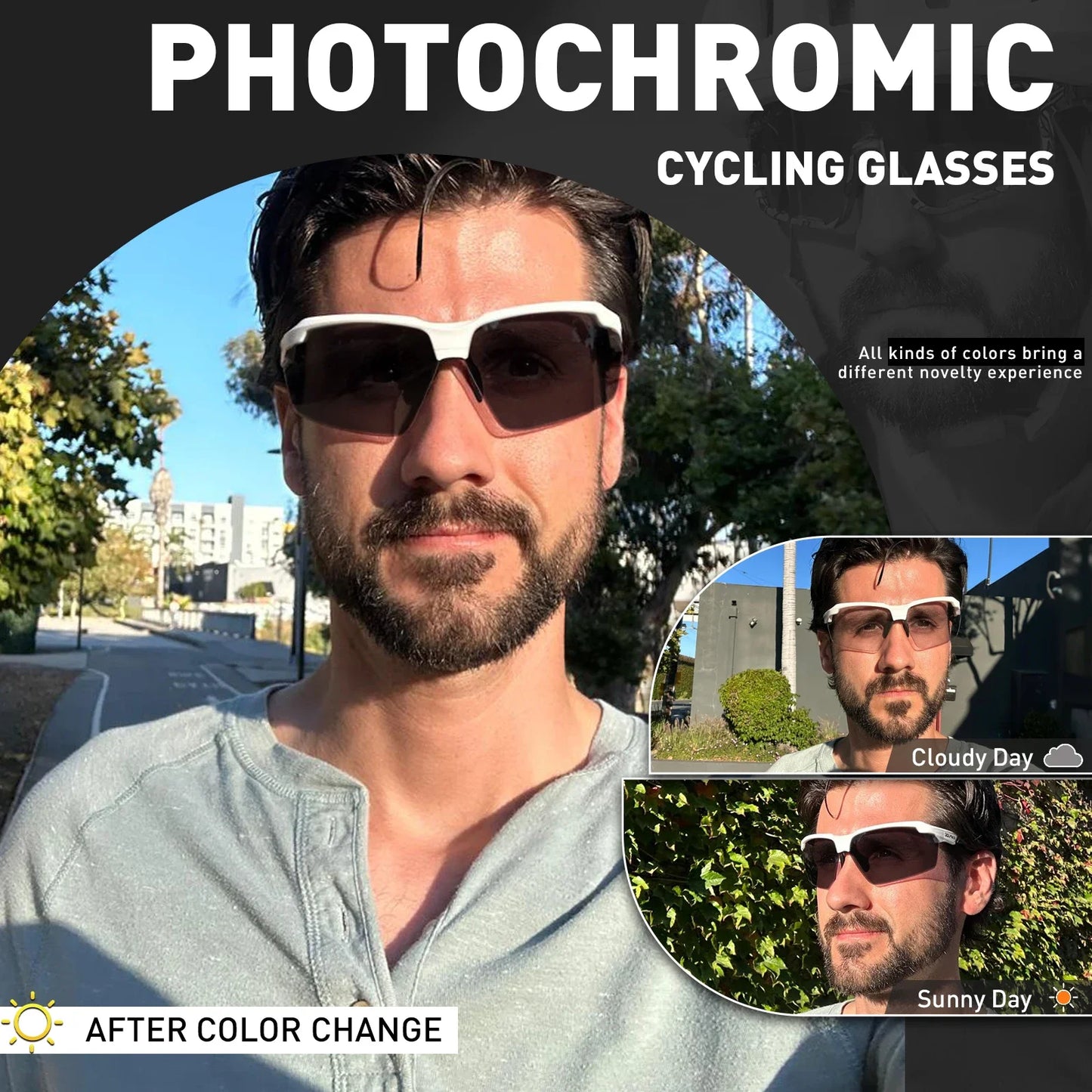 Men's Photochromic Sunglasses Fashion Luxury Sun Glasses for Driving Fishing Cycling Glasses Golf Women Bike Goggles MTB Bicycle