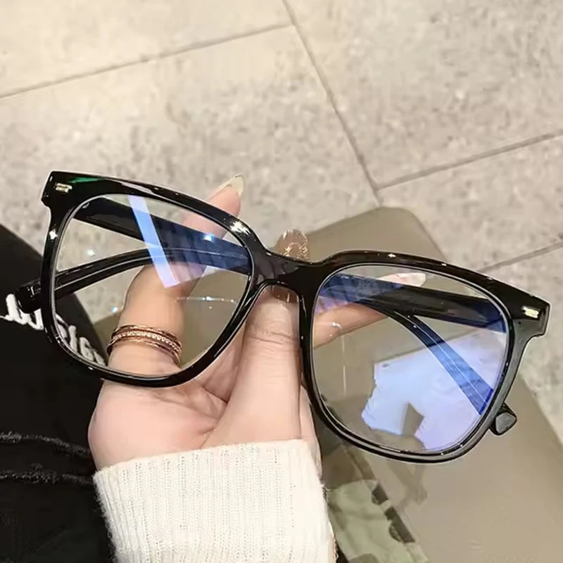 Large Frame Glasses, Anti-blue Transparent Lenses, Retro Classic Casual Women's Sunglasses, Suitable for Daily Reading