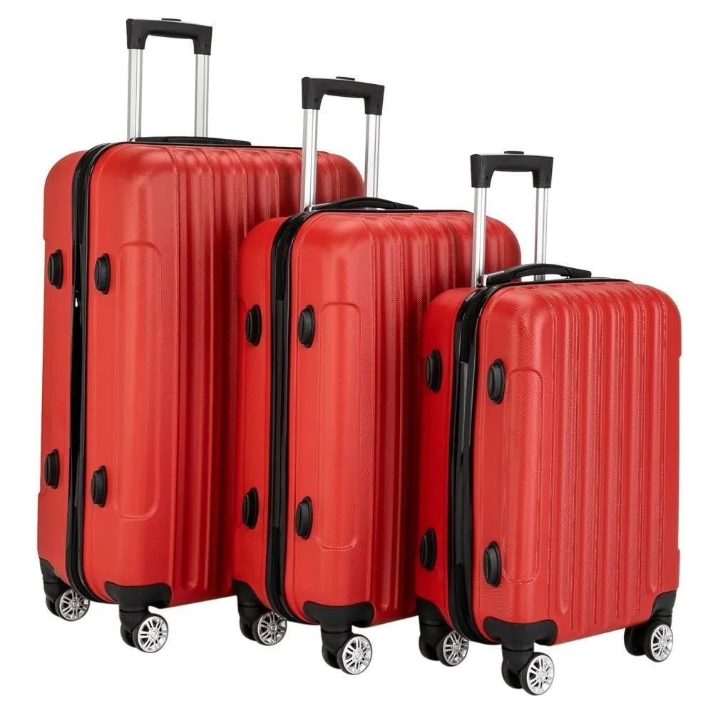 20"/24"/28" Luggage Sets Suitcase Bags Lightweight 3-in-1 ABS Trolley Case Red