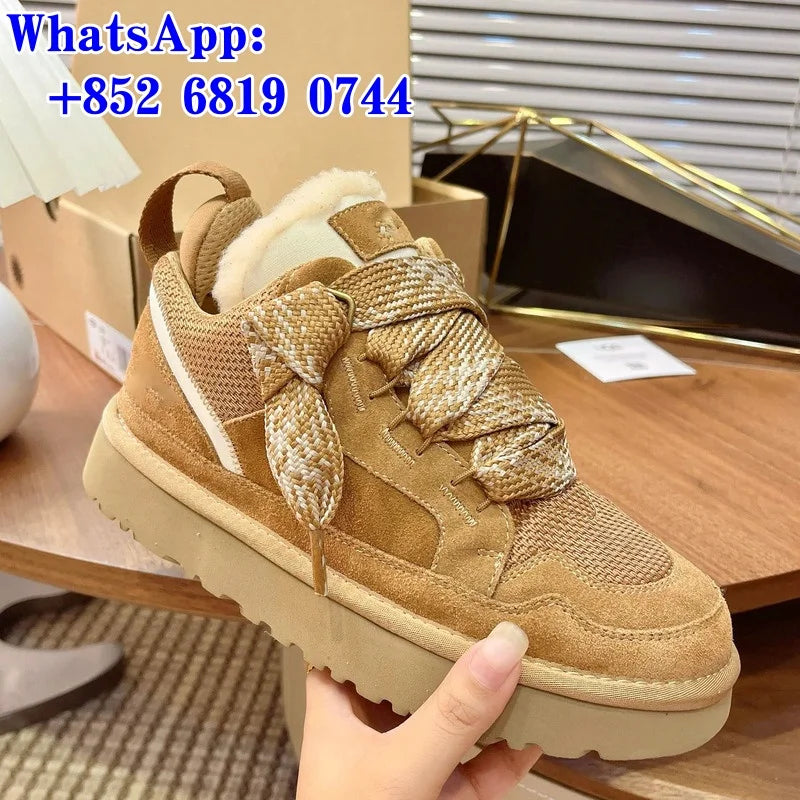 2026 Winter Women's Shoes Luxury Cotton Snow Boots Versatile Casual Shoes Unisex Thickened Plush Warm Non-Slip Ankle Boots